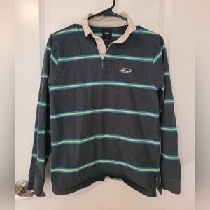 Van's Large Kid's Rugby Style Long Sleeve, Collar Shirt